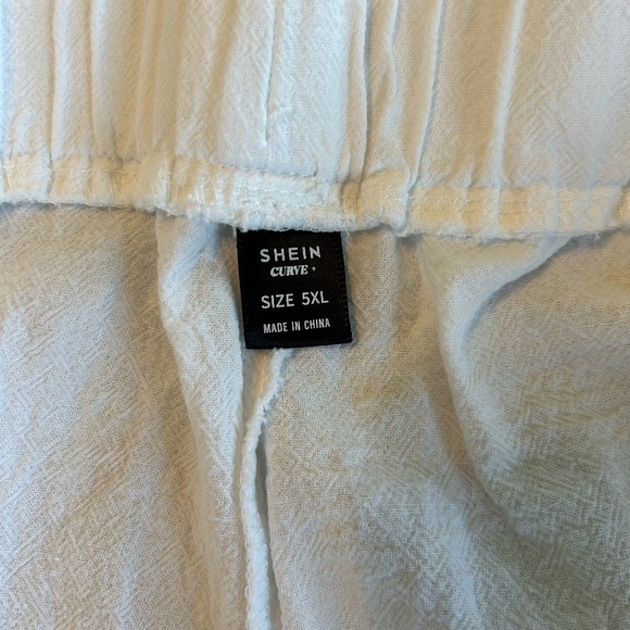 SHEIN Curve Plus Size White Wide Leg Pants Lace Trim Down Legs Drawstring 5X 22W - Picture 8 of 13